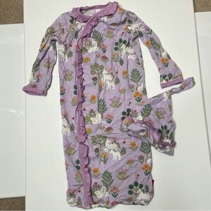 Magnetic Me Lavender Sleep Sack/sleeper/gown with hat, Unicorn, newborn, modal